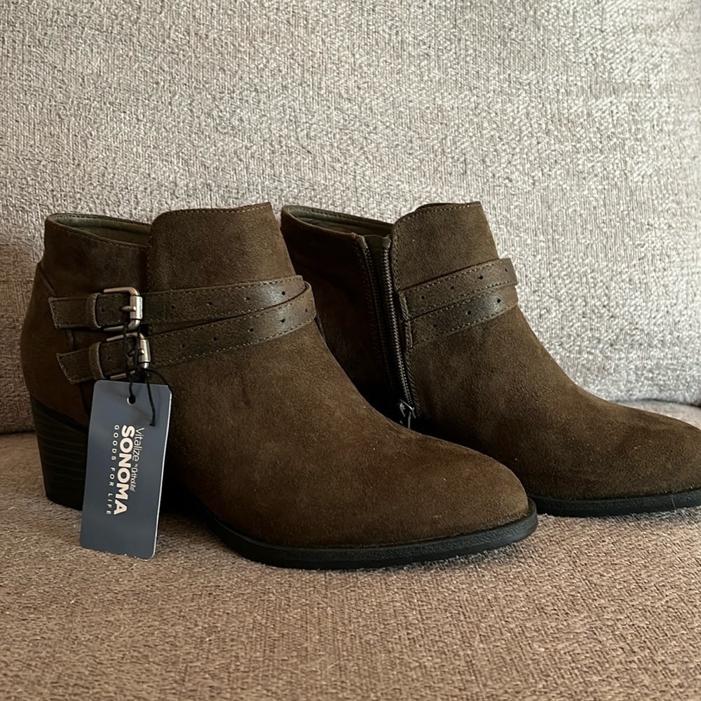 NWT Sonoma Ankle Boots Olive Green